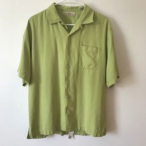 Mens Medium Green TOMMY BAHAMA Silk SS Shirt